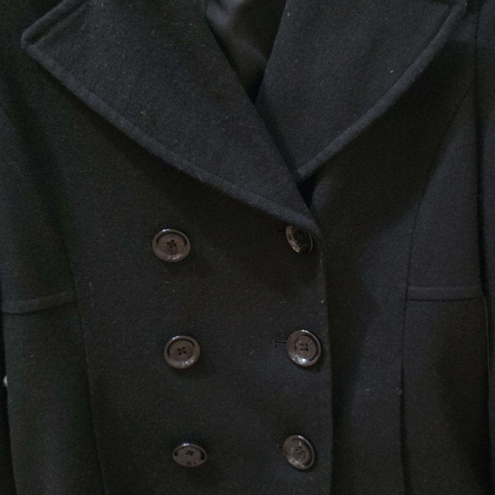 Michael Kors Classic Black Double-Breasted Women's Pea Coat - Picture 5 of 10